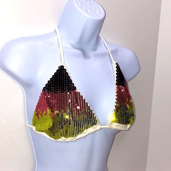 Victoria's Secret Sequins Bikini Top Size Large - Picture 8 of 9